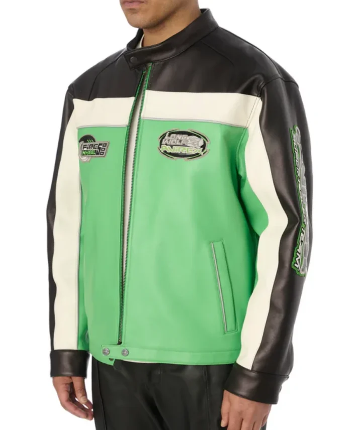 Avirex Lone Wolf Racer Leather Jacket Green Side- Trendy Leather Jackets