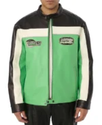 Avirex Lone Wolf Racer Leather Jacket Green front- Trendy Leather Jackets