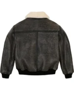 Avirex Shearling Texture Bomber Leather Jacket Back - Trendy Leather Jackets