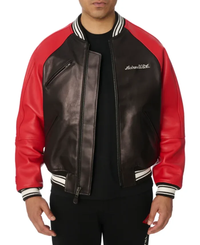 Avirex Track Field Varsity Jacket Front - Trendy Leather Jackets