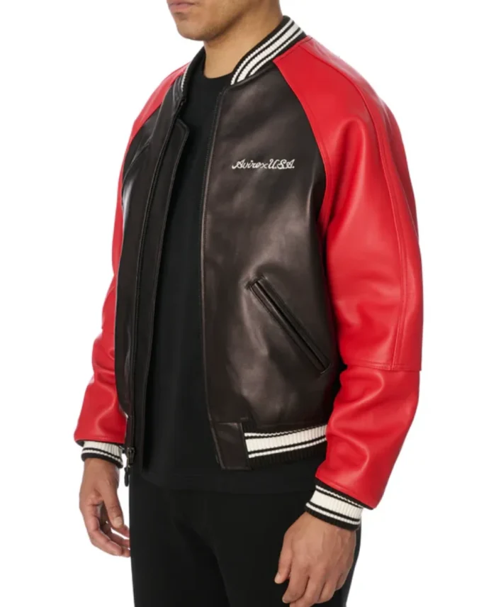 Avirex Track Field Varsity Jacket Side - Trendy Leather Jackets