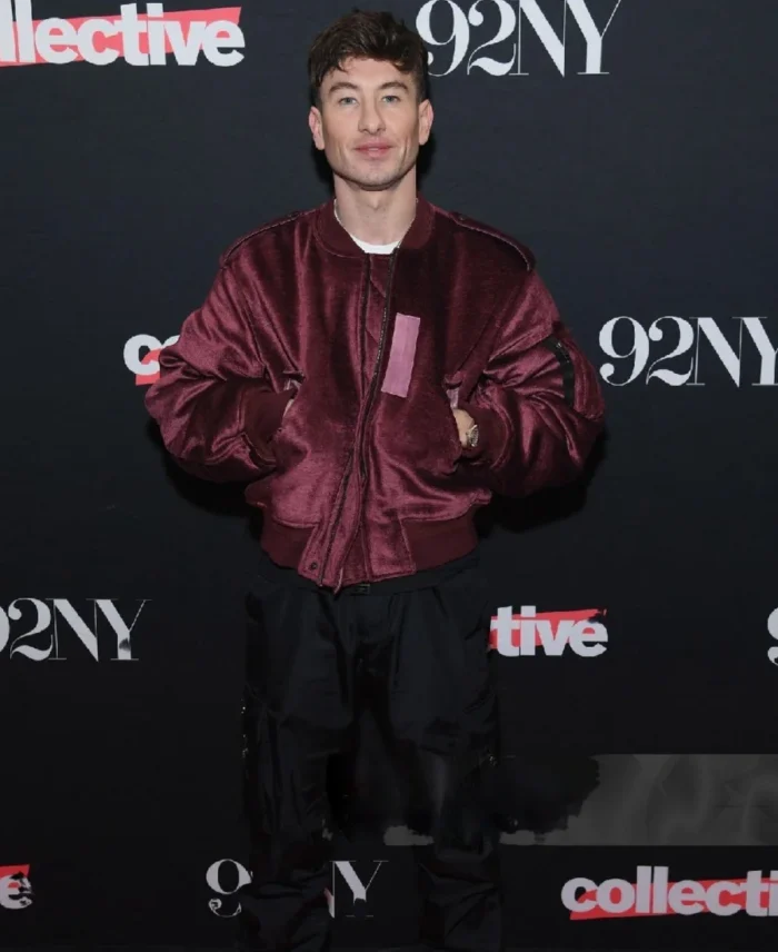 Barry Keoghan 92Y Talk Red Jacket Full View - Trendy Leather Jackets