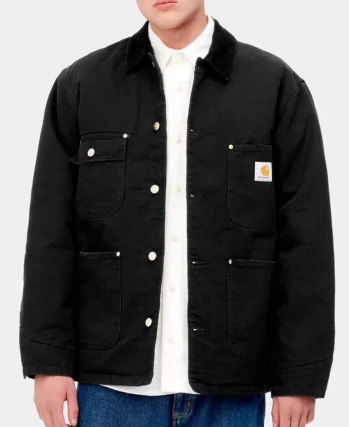 Carhartt OG Chore Winter Coat Black Front View - Trendy Leather Jackets