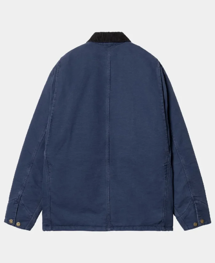 Carhartt OG Chore Winter Coat Blue Back Close Up View - Trendy Leather Jackets