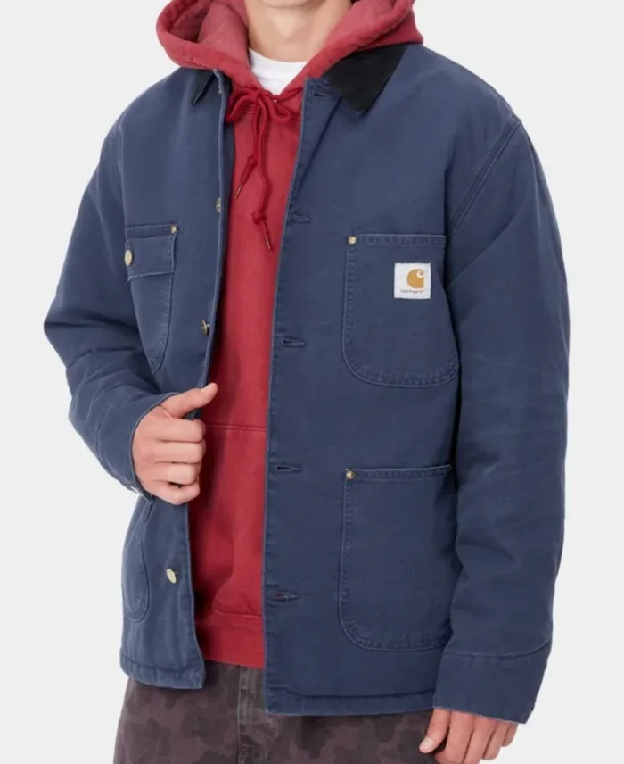 Carhartt OG Chore Winter Coat Blue Front - Trendy Leather Jackets