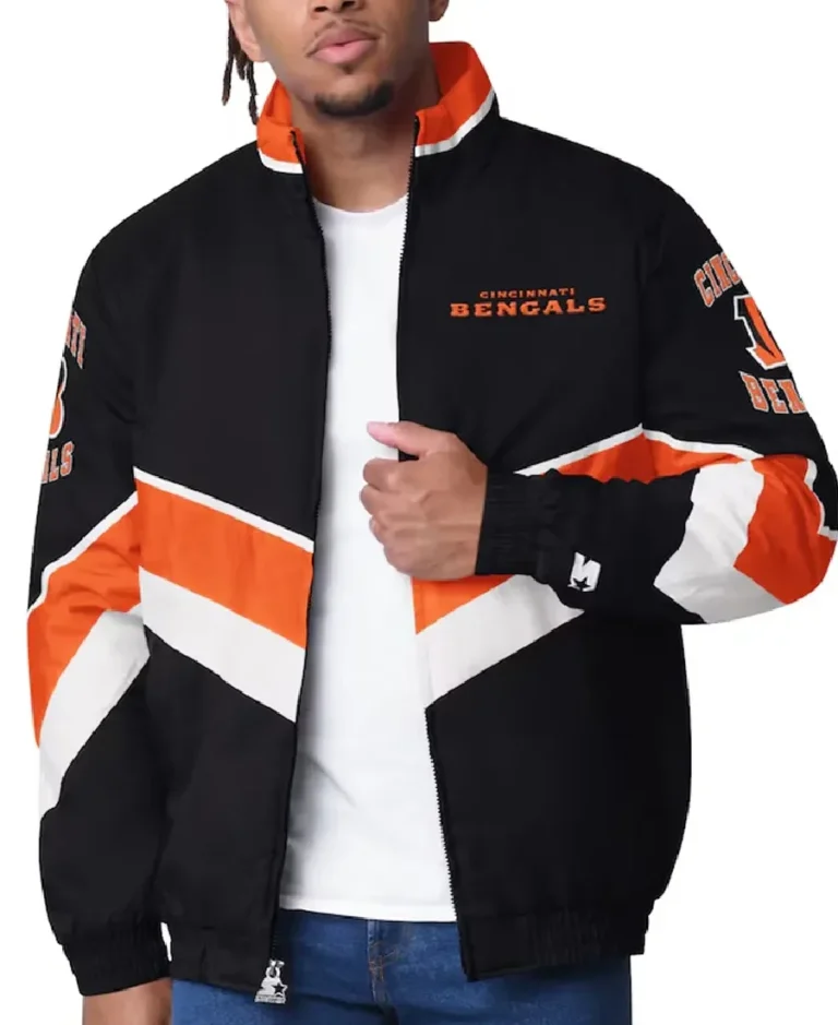 Cincinnati Bengals Captain Black Varsity Satin Jacket - Trendy Leather Jackets