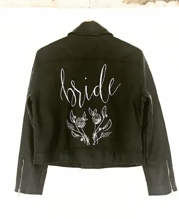 DIY Leather handpainted bride jacket Front - Trendy Leather Jackets