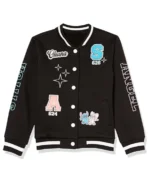 Disney Stitch & Angel Black Varsity Jacket - Trendy Leather Jackets