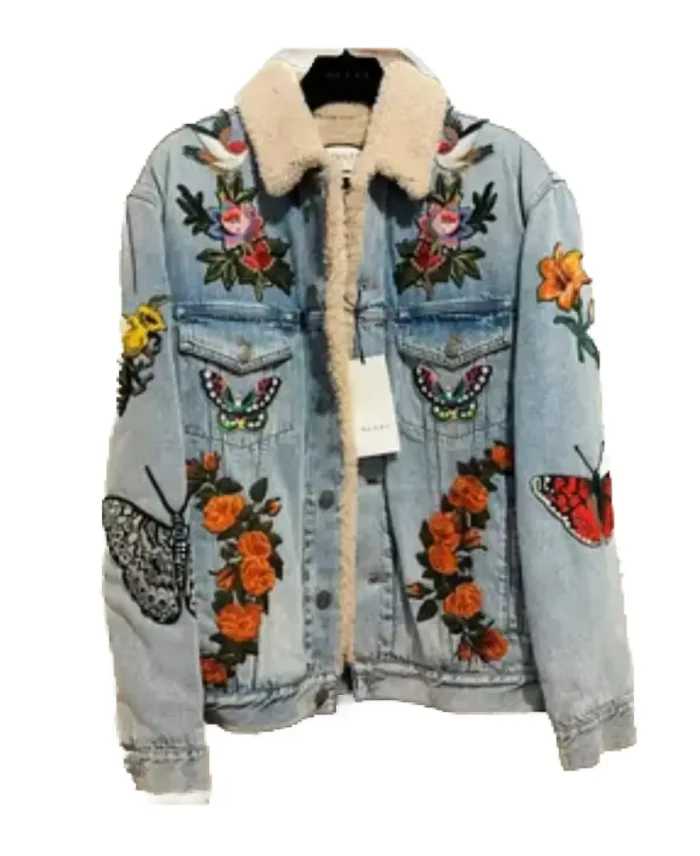 Elle Alessandro Michele Denim Jacket Front - Trendy Leather Jackets