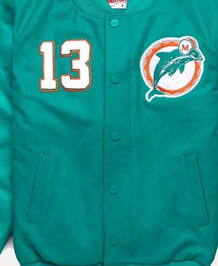 HOMAGE x Starter Dan Marino GOAT Jacket Closeup - Trendy Leather Jackets