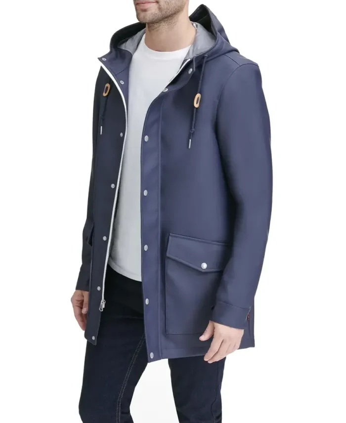 Levi's Rainy Days Hooded Navy Jacket Side - Trendy Leather Jackets