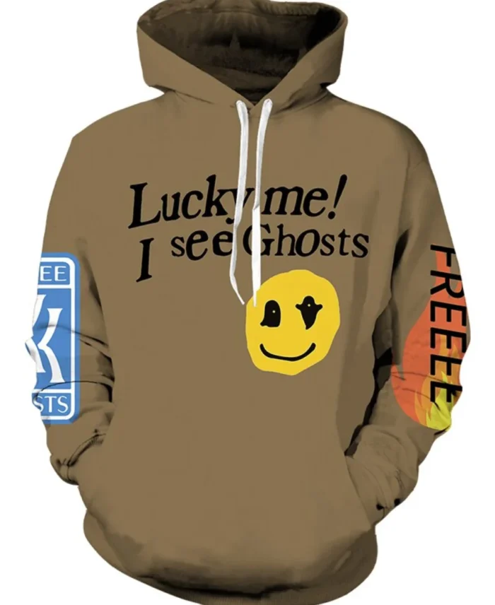 Lucky Me I See Ghosts Hoodie Brown - Trendy Leather Jackets