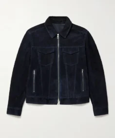 MR P Trucker Blue Suede Jacket - Trendy Leather Jackets
