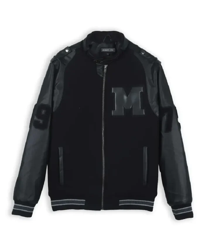 Members Only 1975 Black Varsity Jacket Front - Trendy Leather Jackets