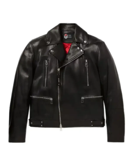 Men's Black Biker Slim Fit Leather Jacket