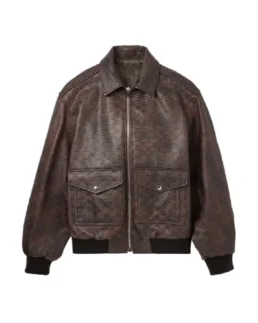 Men's Brown Debossed Leather Jacket trendyleatherjackets