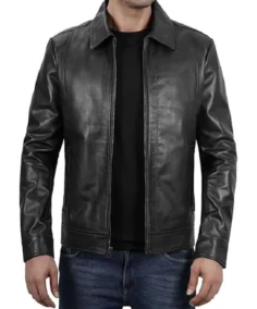 Men's John Black Biker Leather Jacket - Trendy Leather Jackets