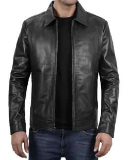 Men's John Black Biker Leather Jacket - Trendy Leather Jackets