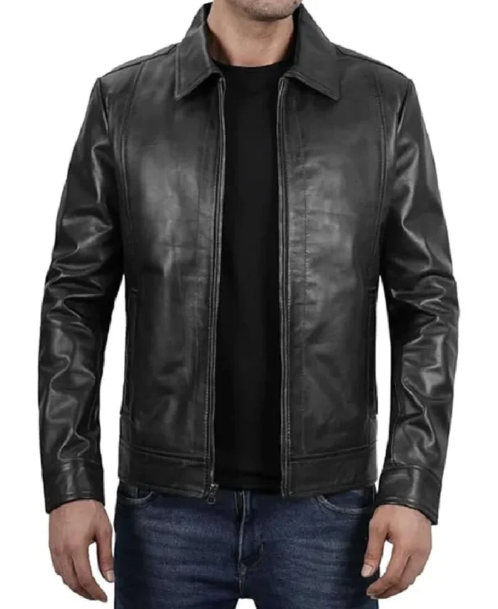 Men's John Black Biker Leather Jacket - Trendy Leather Jackets