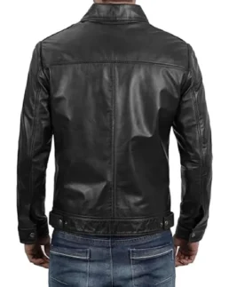 Men's John Black Biker Leather Jacket Back - Trendy Leather Jackets