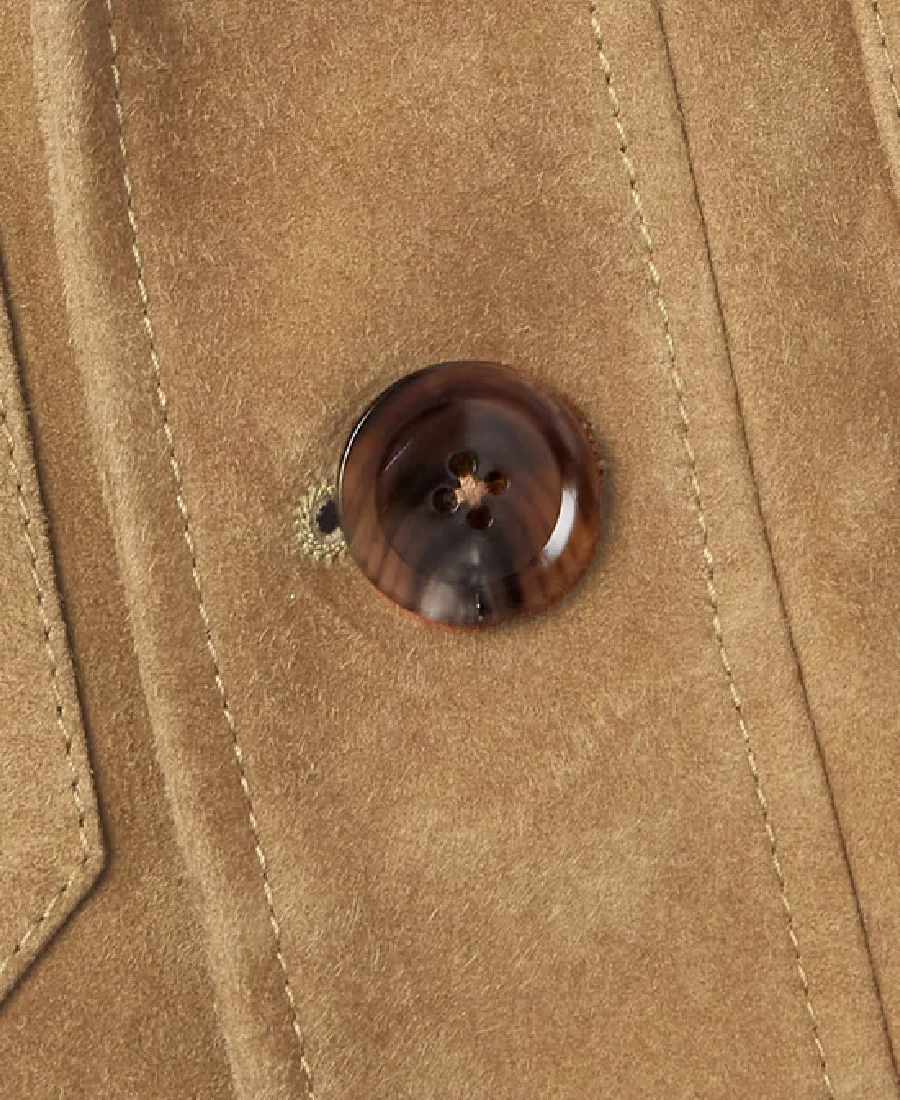 Men'S Light Brown Suede Leather Jacket 4 Men'S Light Brown Suede Leather Jacket Closeup - Trendy Leather Jackets