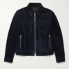 Men's Navy Trucker Suede Jacket - Trendy Leather Jackets