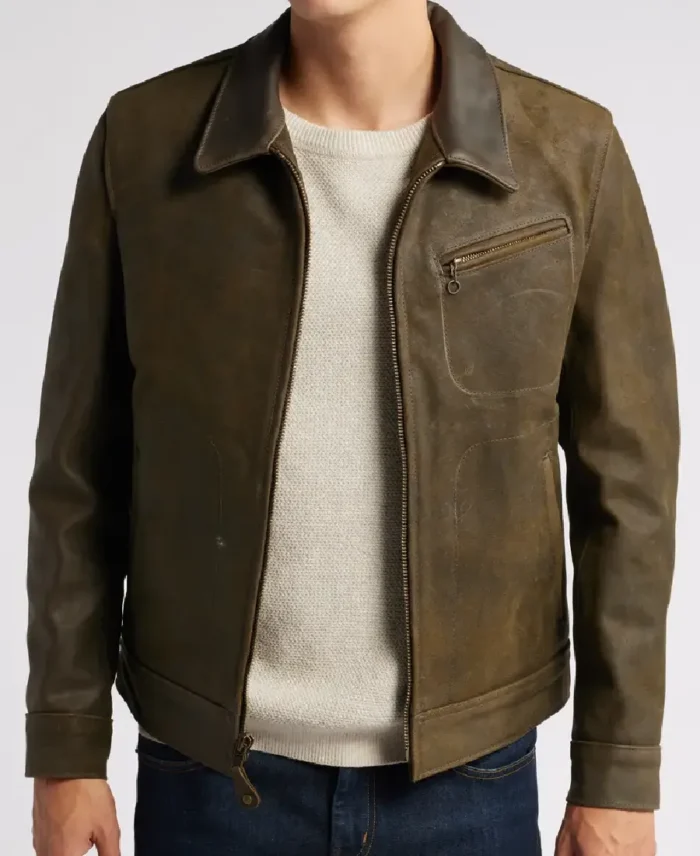 Schott NYC Olive Mens leather jacket - Trendy Leather Jackets