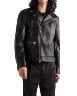 Shop The Men's Black Biker Slim Fit Leather Jacket