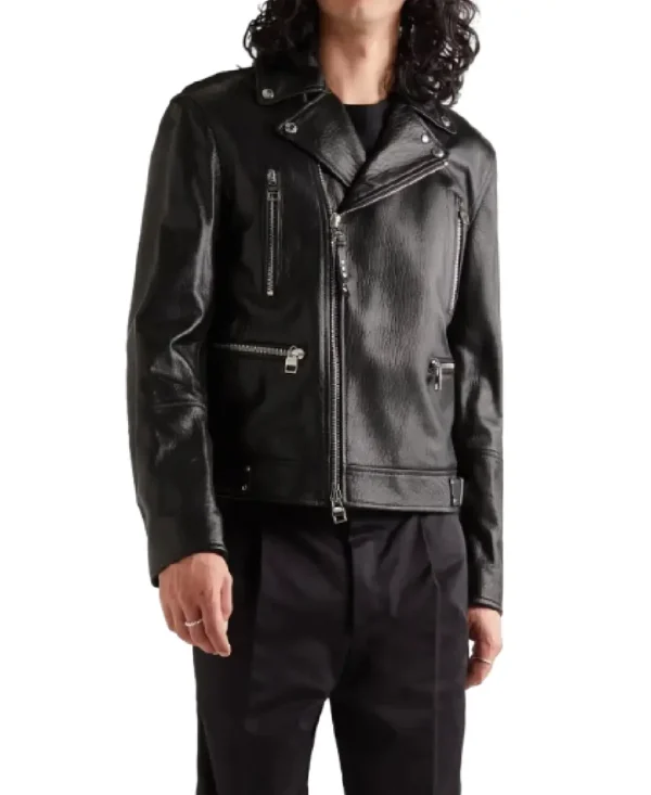 Shop The Men'S Black Biker Slim Fit Leather Jacket