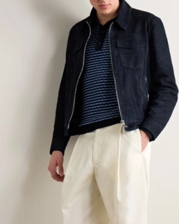 Shop The Men's Navy Trucker Suede Jacket - Trendy Leather Jackets