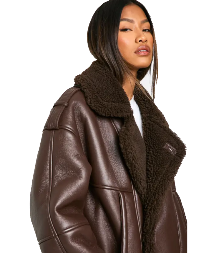 Shop The Women Bonded Faux Leather Aviator Jacket