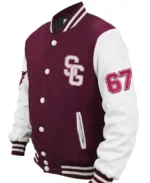 Soccer Stegaro Maroon Varsity Jacket Front - Trendy Leather Jackets