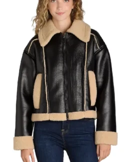 Time and Tru Bonded Faux Shearling Bomber Jacket