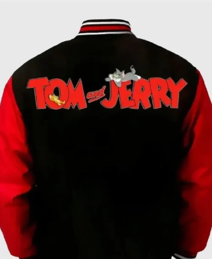 Tom And Jerry Varsity Jacket Back View - Trendy Leather Jackets