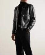 Tom Ford Black Leather Jacket Front - Trendy Leather Jackets