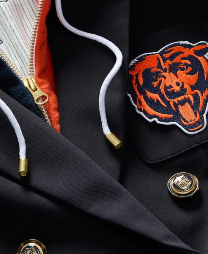 Women's Chicago Bears Black Blazer Close Up - Trendy Leather Jackets