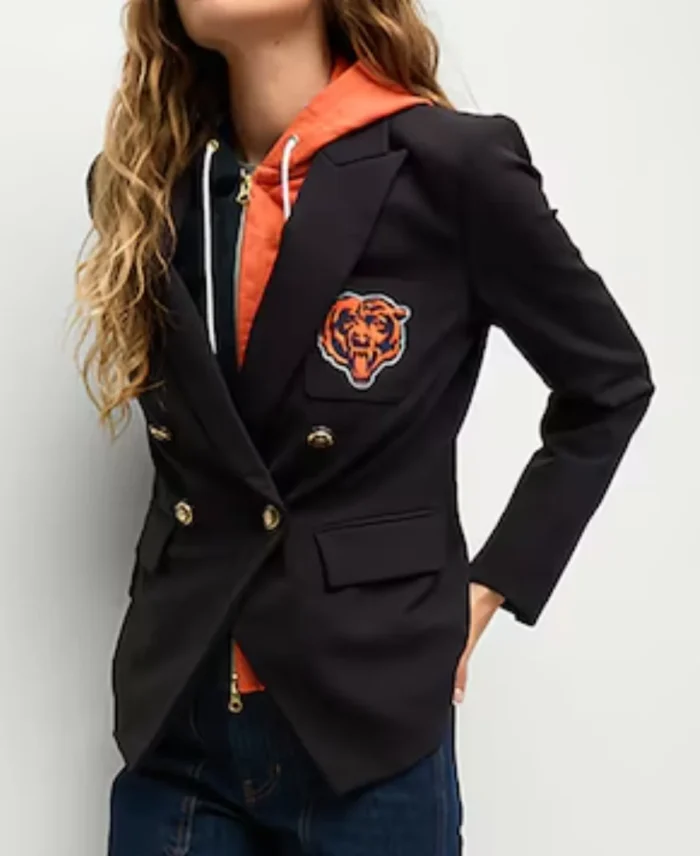 Women's Chicago Bears Black Blazer Side - Trendy Leather Jackets