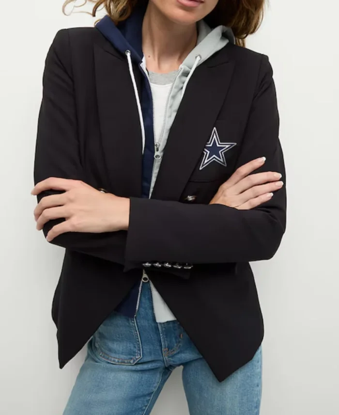 Women's Dallas Cowboys Black Blazer Front - Trendy Leather Jackets