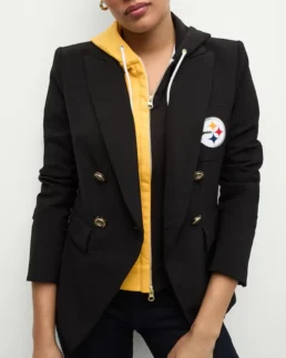 Women's Pittsburgh Steelers Black Blazer Front - Trendy Leather Jackets