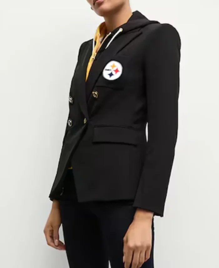 Women's Pittsburgh Steelers Black Blazer Side - Trendy Leather Jackets