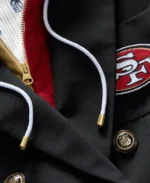 Women's San Francisco 49ers Black Blazer Close Up - Trendy Leather Jackets