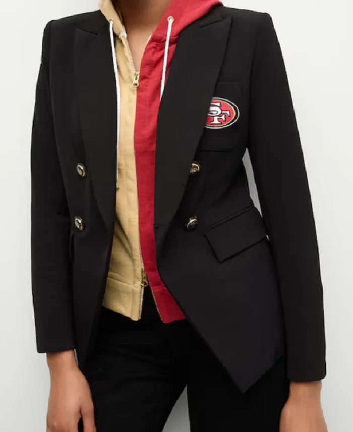 Women's San Francisco 49ers Black Blazer Front - Trendy Leather Jackets