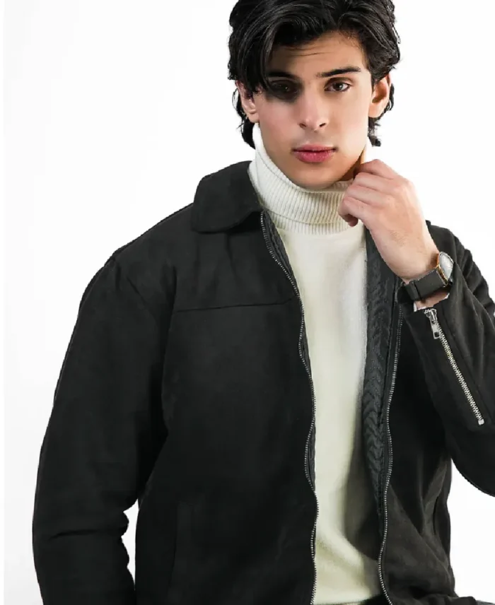 Avant Garde Suede Leather Jacket Closeup - Trendy Leather Jackets