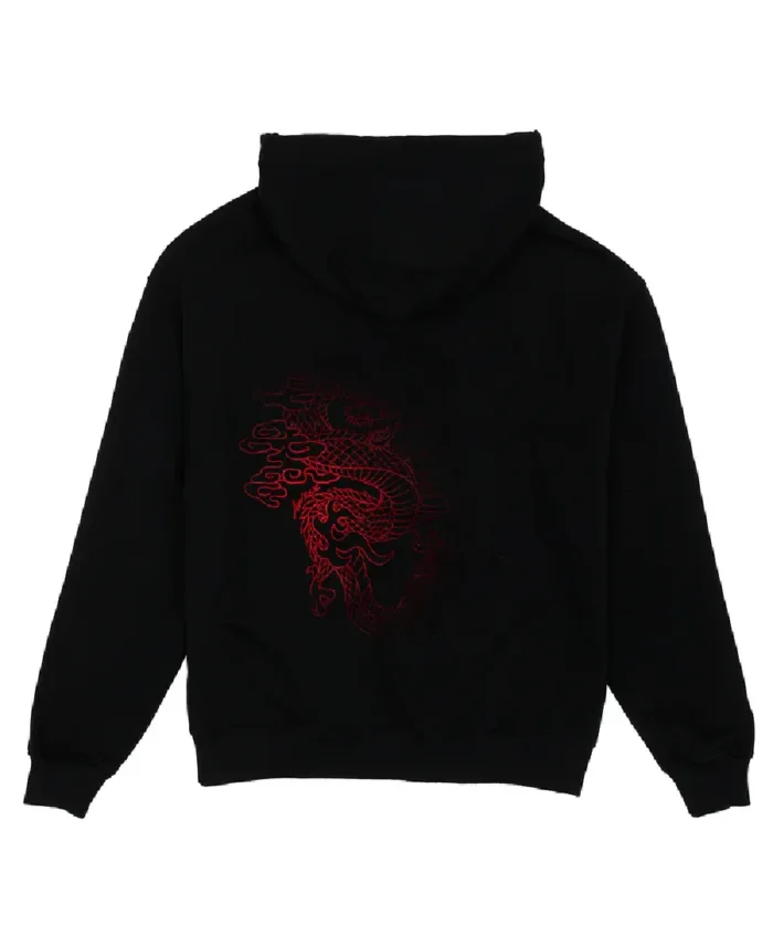 Avirex Black Dragon Hoodie Back View - Trendy Leather Jackets