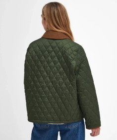 Women's Olive Quilted Puffer Jacket Back