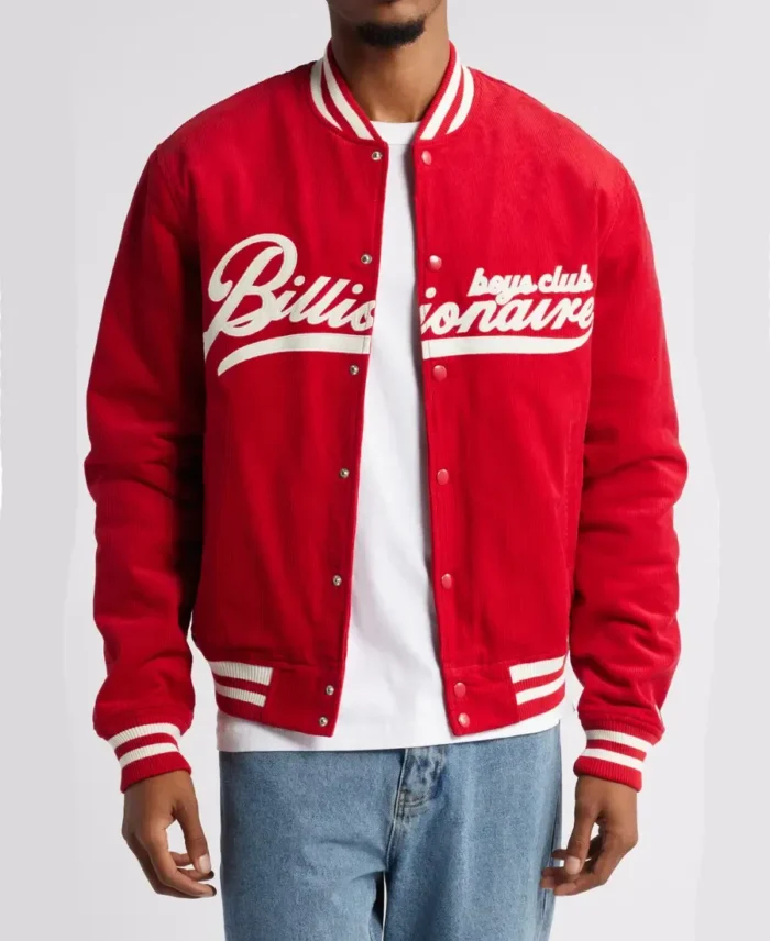 Billionaire Boys Club Space Crew Corduroy Red Bomber Jacket - Trendy Leather Jacket