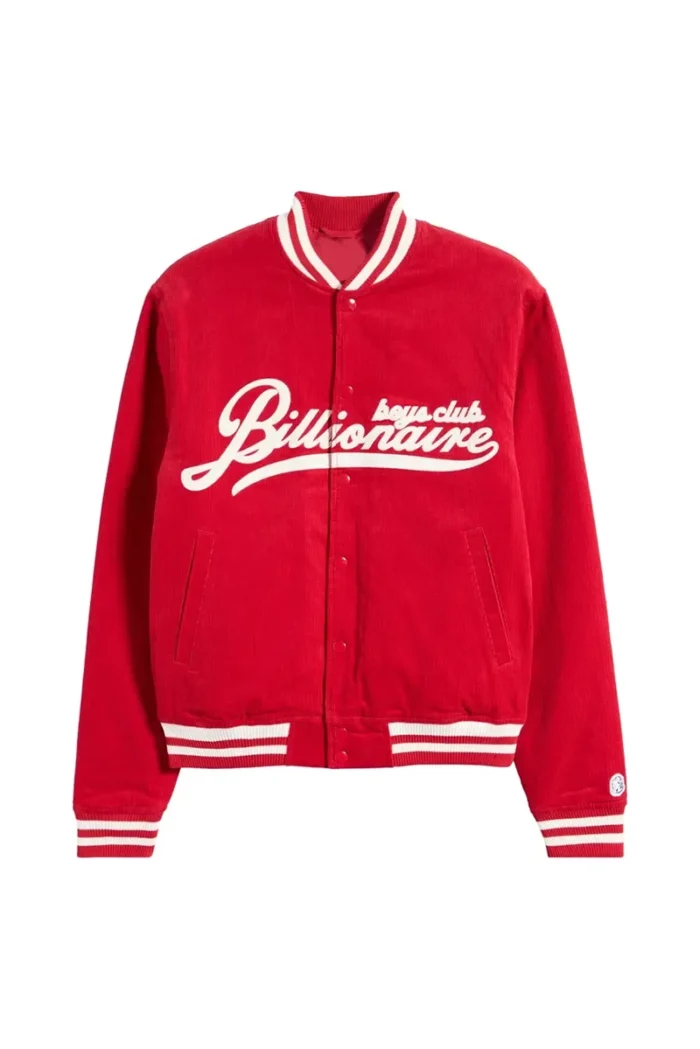 Billionaire Boys Club Space Crew Corduroy Red Bomber Jacket Front - Trendy Leather Jacket