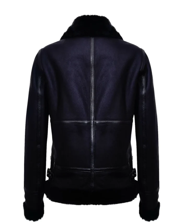 Campinas Black B3 Sheepskin Leather Jacket Back - Trendy Leather Jackets