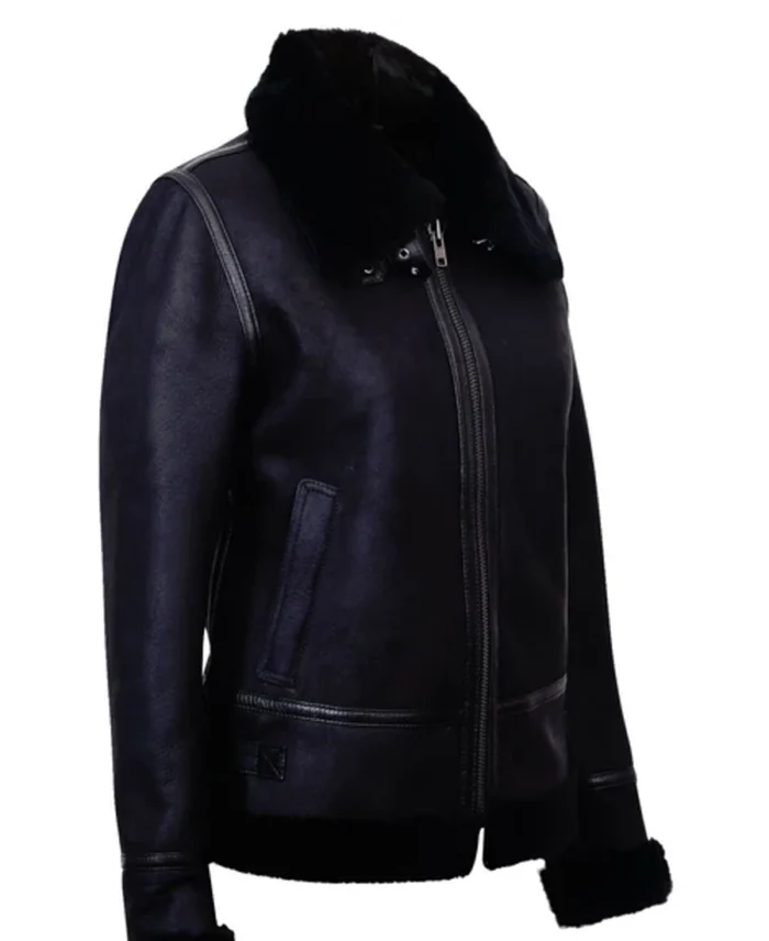 Campinas Black B3 Sheepskin Leather Jacket Side Trendy Leather Jackets