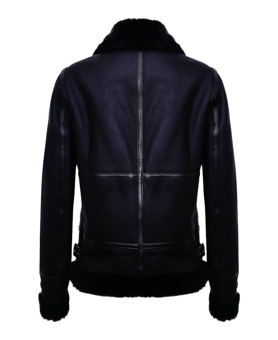 Campinas Navy B3 Sheepskin Leather Jacket Back